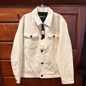 Fashion Nova Men's Cream Shirt Jacket